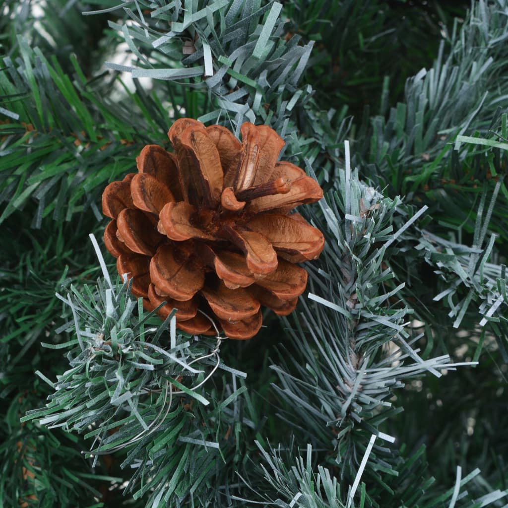 vidaXL Kunstkerstboom met verlichting kerstballen dennenappels 210 cm