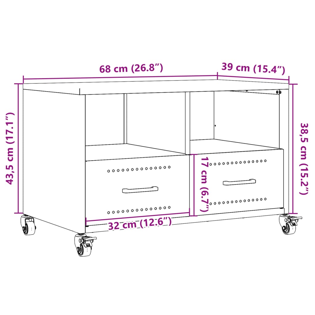 vidaXL Tv-meubel 68x39x43,5 cm staal antracietkleurig