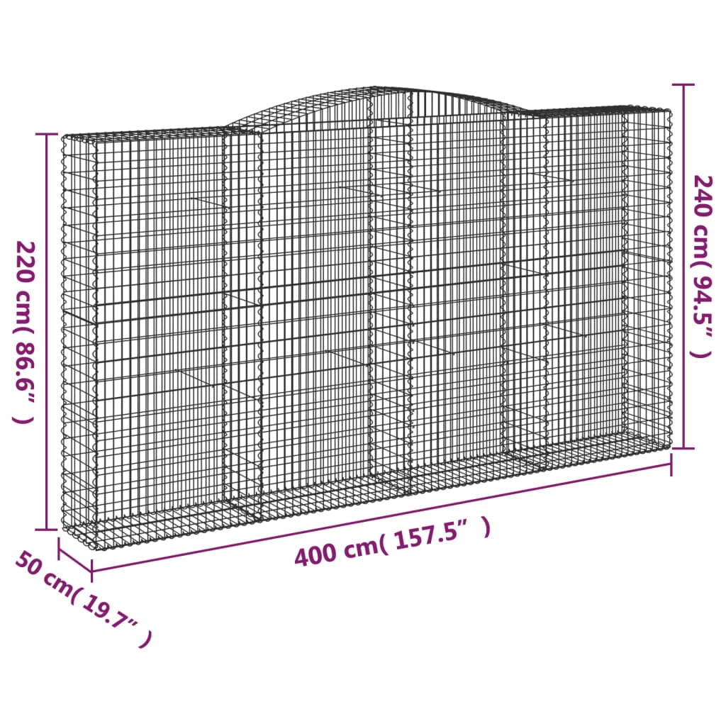 vidaXL Schanskorven 15 st gewelfd 400x50x220/240 cm ijzer