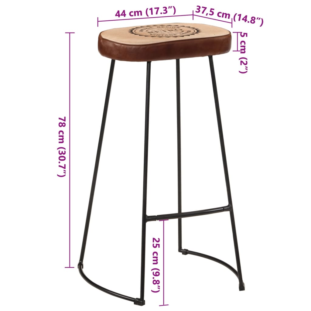 vidaXL Barkrukken 2 st 44x37,5x78 cm donkerbruin