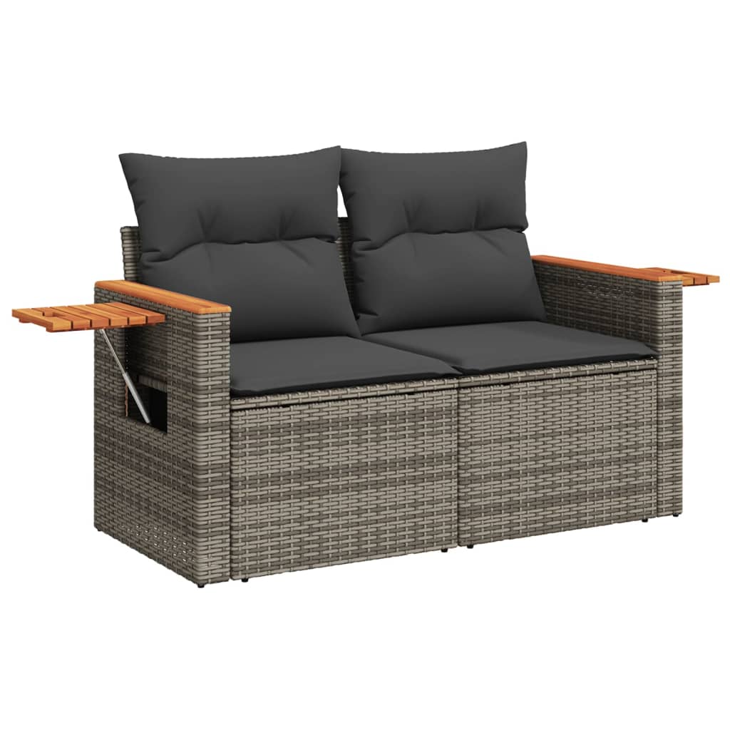 vidaXL 11-delige Loungeset met kussens poly rattan grijs