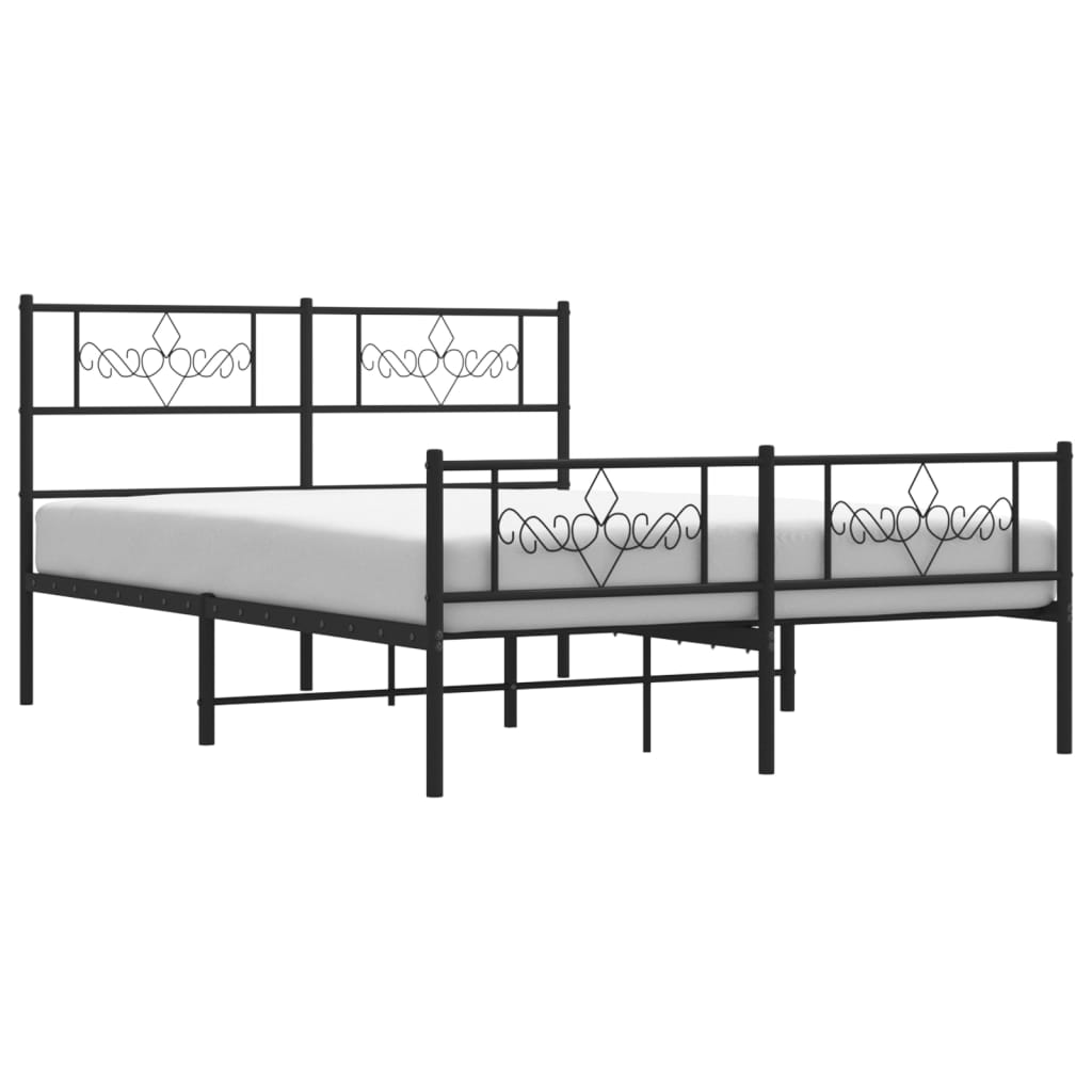 vidaXL Bedframe met hoofd- en voeteneinde metaal zwart 150x200 cm