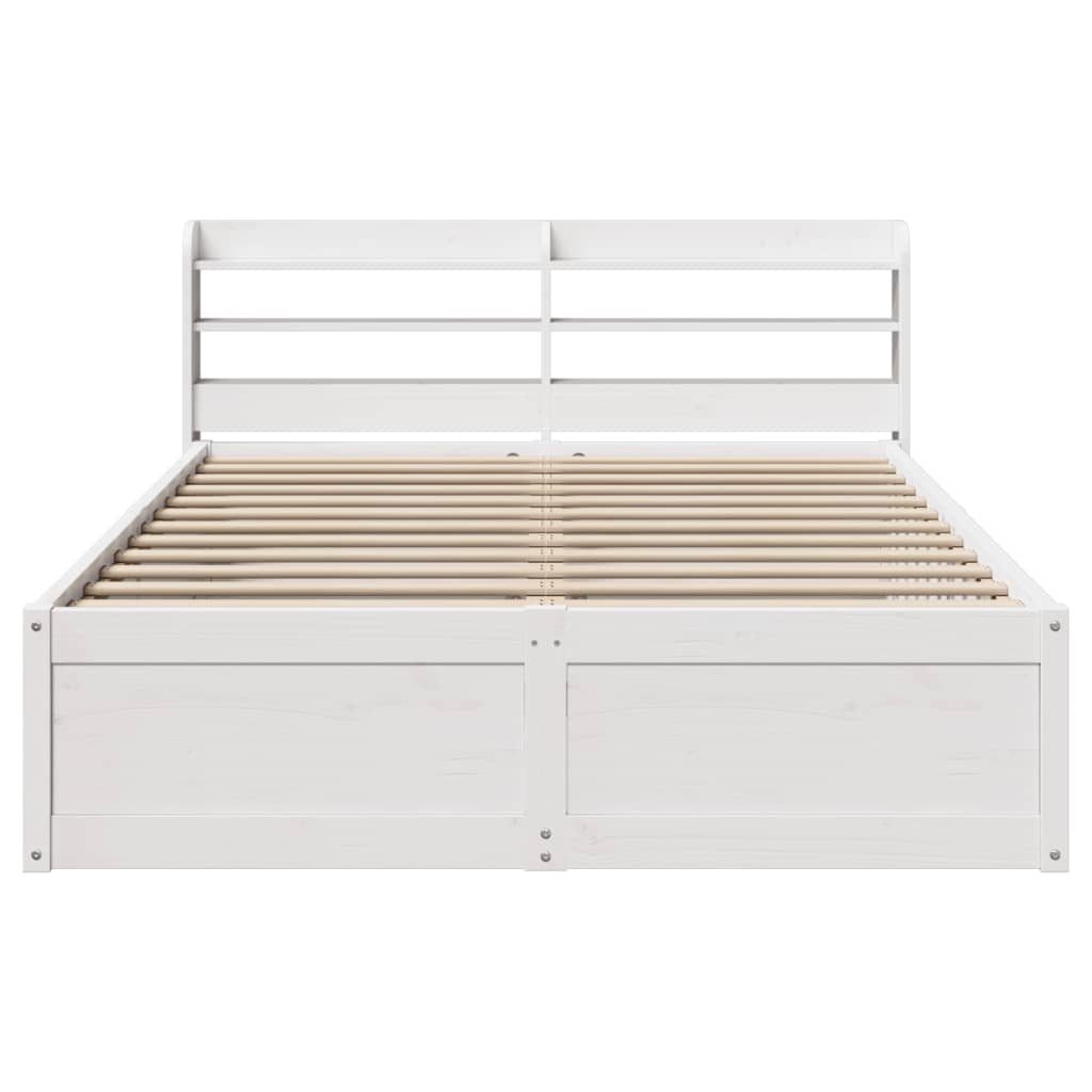 vidaXL Bedframe met hoofdbord massief grenenhout wit 160x200 cm