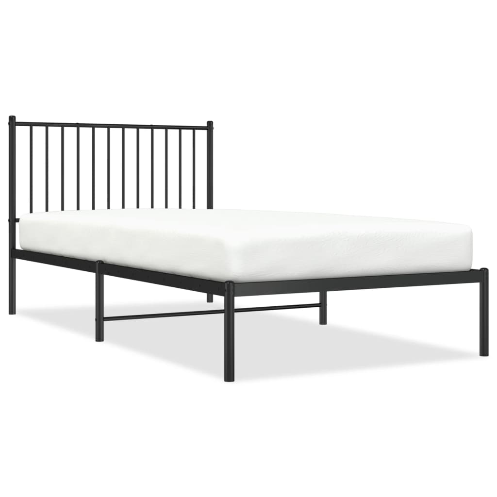 vidaXL Bedframe met hoofdbord metaal zwart 100x200 cm