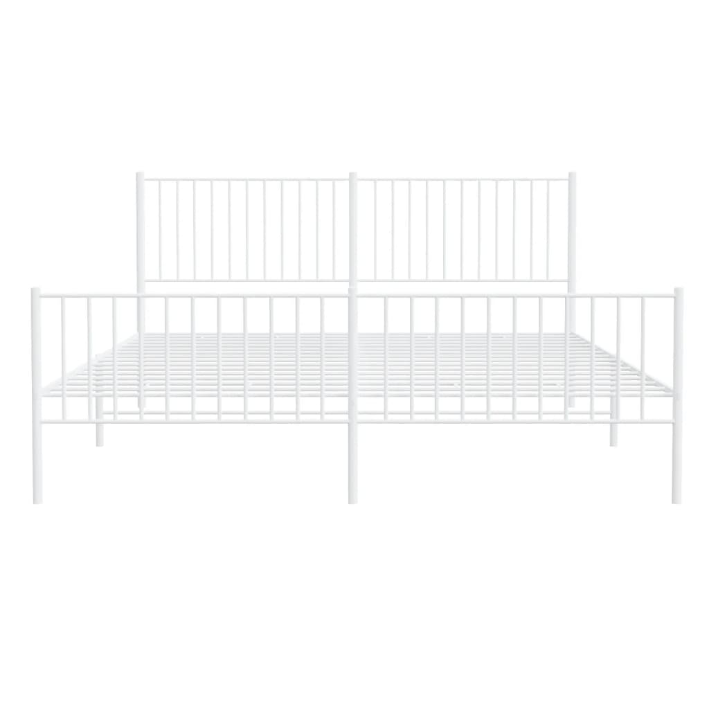 vidaXL Bedframe met hoofd- en voeteneinde metaal wit 180x200 cm