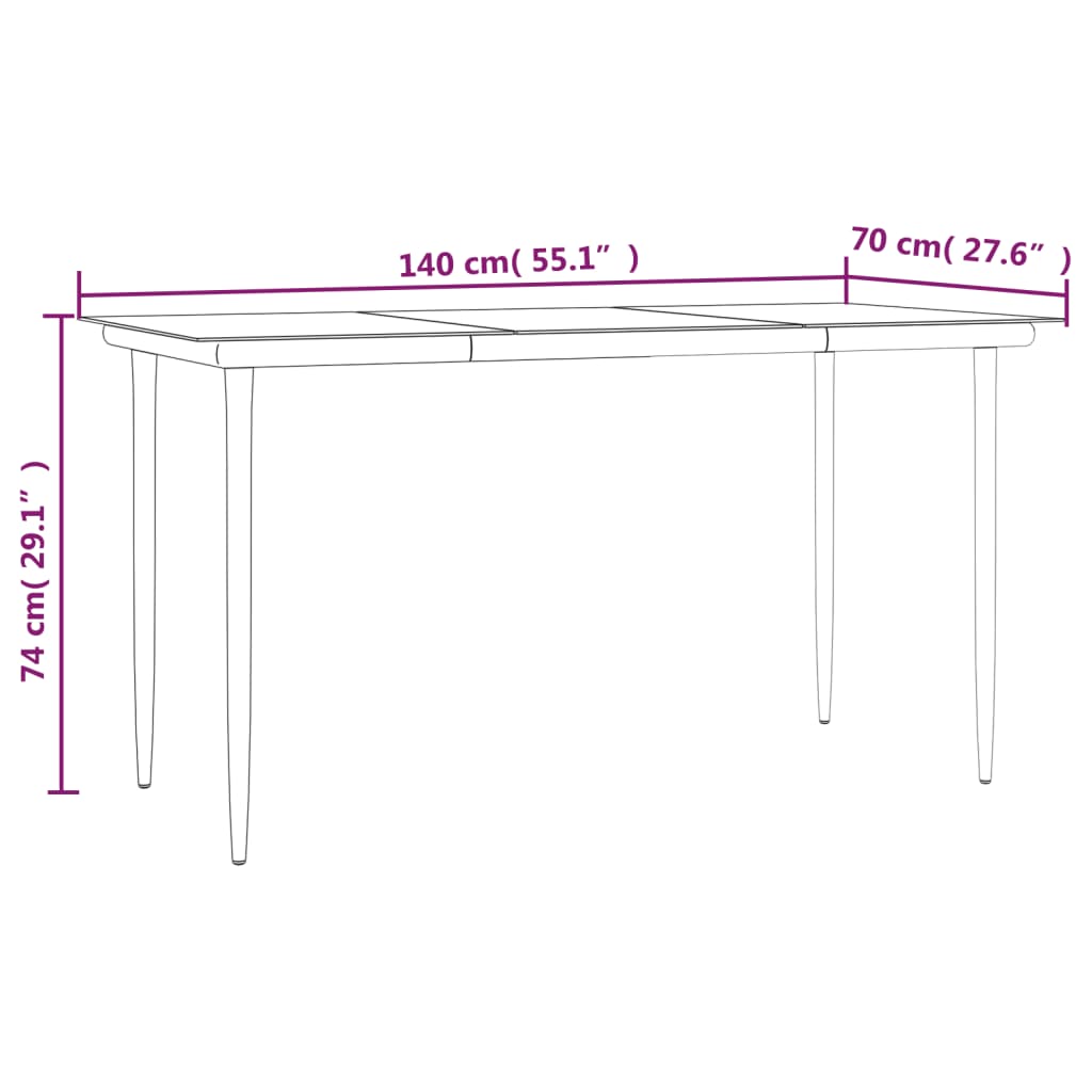 vidaXL 7-delige Tuinset poly rattan en staal zwart