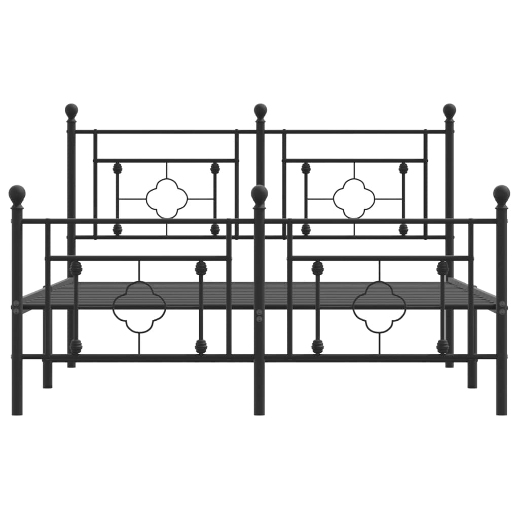 vidaXL Bedframe met hoofd- en voeteneinde metaal zwart 135x190 cm