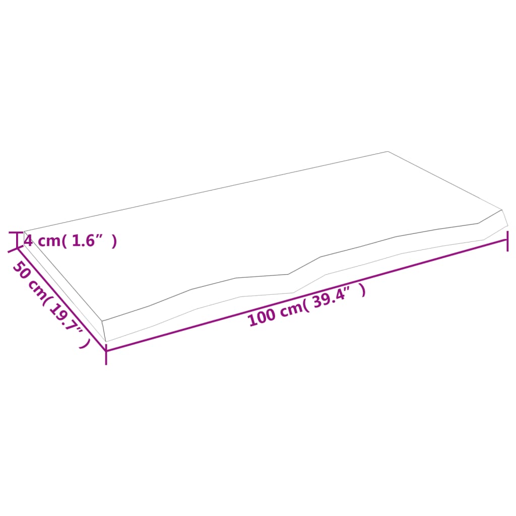 vidaXL Wastafelblad 100x50x(2-4) cm behandeld massief hout donkerbruin