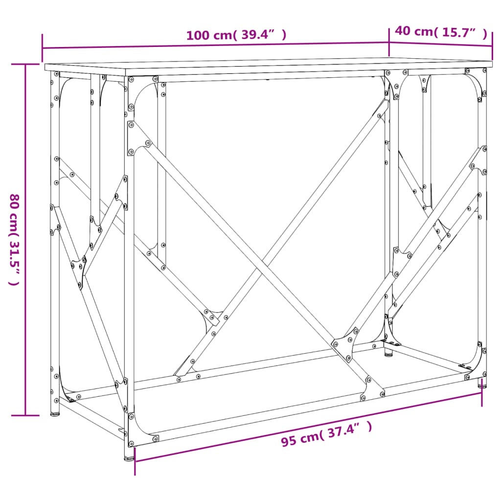 vidaXL Wandtafel 100x40x80 cm bewerkt hout zwart