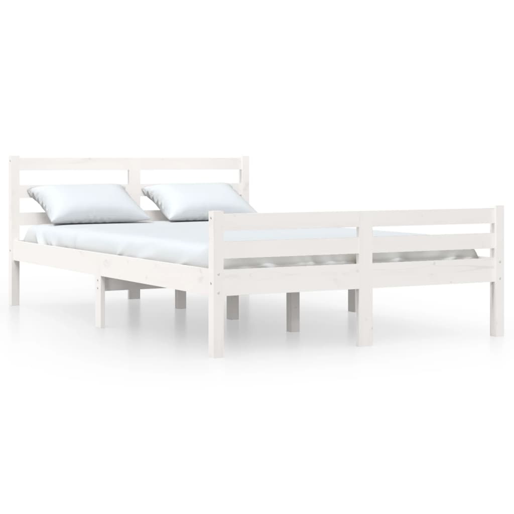 vidaXL Bedframe massief hout wit 140x190 cm