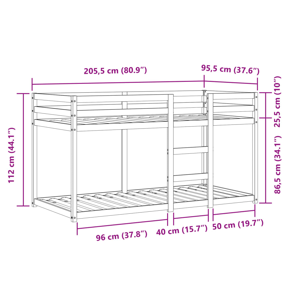 vidaXL Stapelbed met gordijnen 90x200 cm grenenhout roze