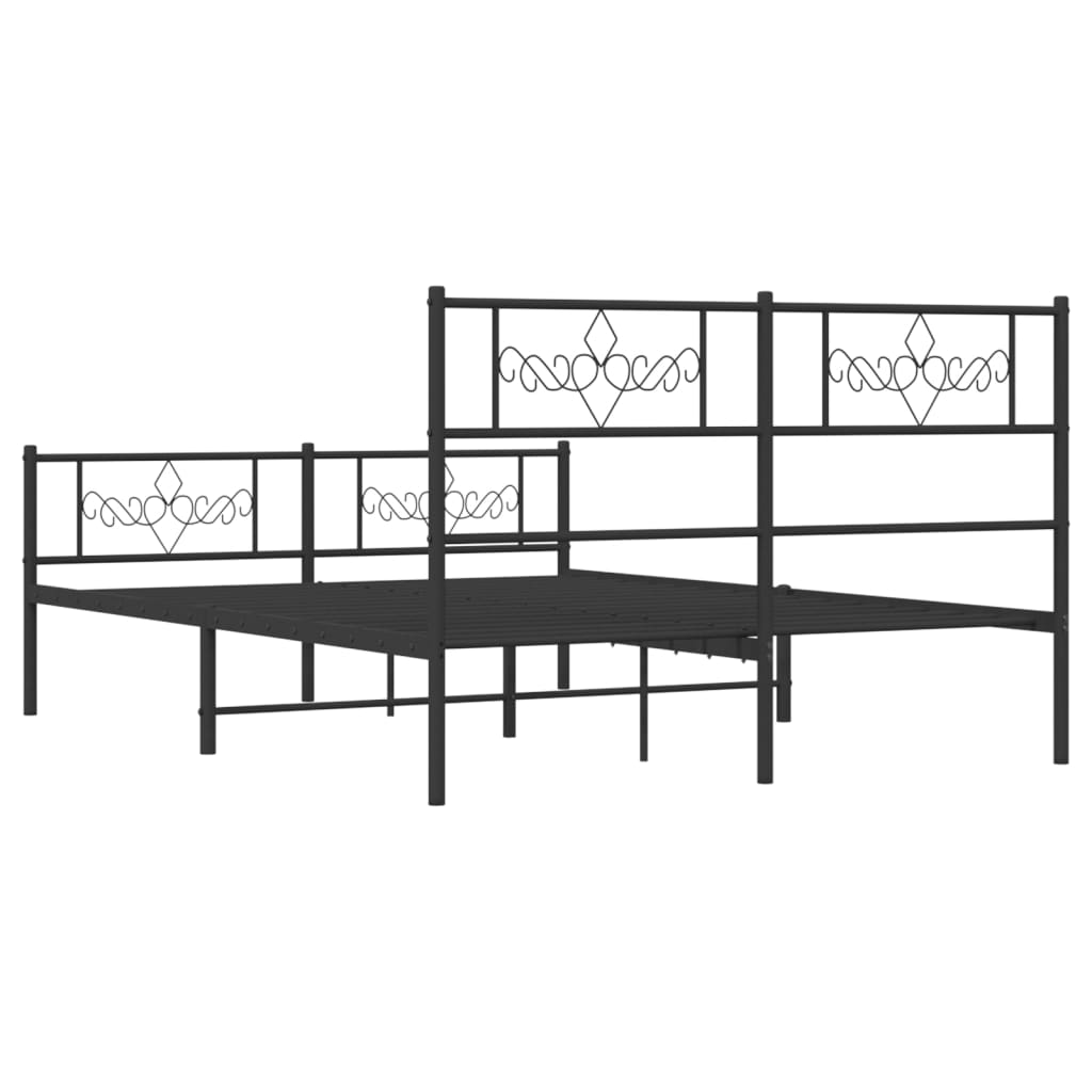 vidaXL Bedframe met hoofd- en voeteneinde metaal zwart 135x190 cm