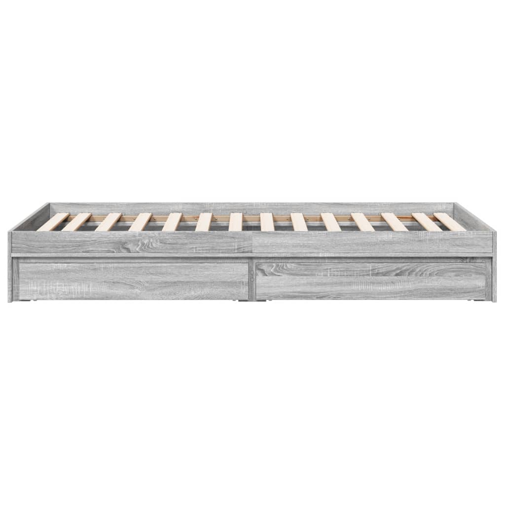 vidaXL Bedframe met lades bewerkt hout grijs sonoma eiken 75x190 cm