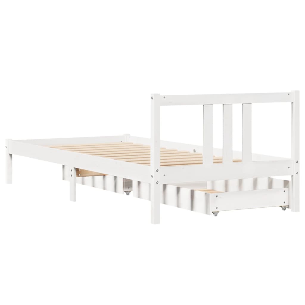 vidaXL Bedframe zonder matras massief grenenhout wit 90x200 cm