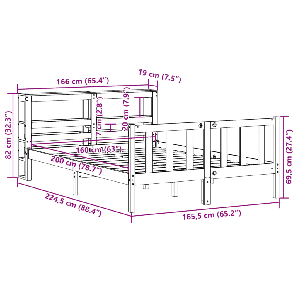 vidaXL Bedframe zonder matras massief grenenhout 160x200 cm