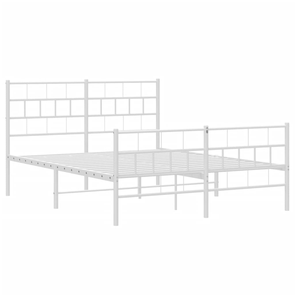 vidaXL Bedframe met hoofd- en voeteneinde metaal wit 150x200 cm