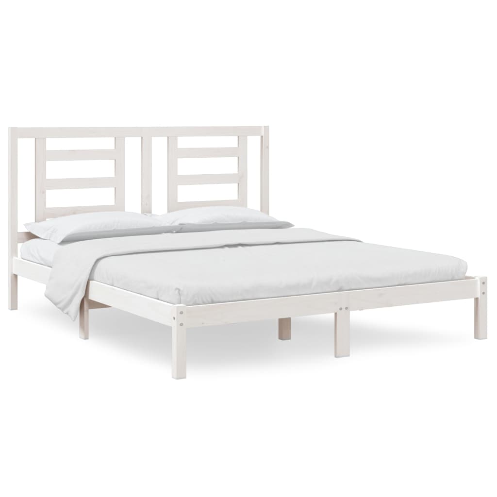 vidaXL Bedframe zonder matras massief grenenhout wit 160x200 cm