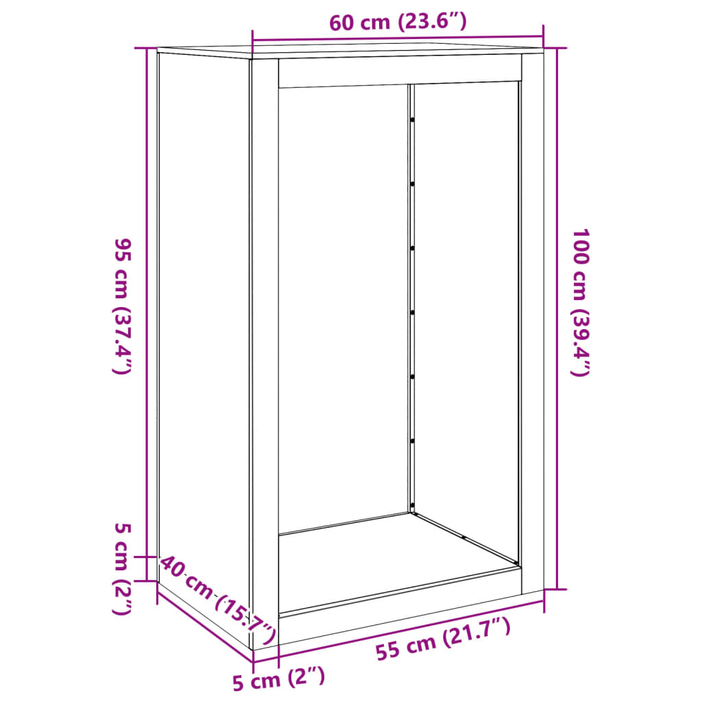 vidaXL Haardhoutrek 60x40x100 cm cortenstaal