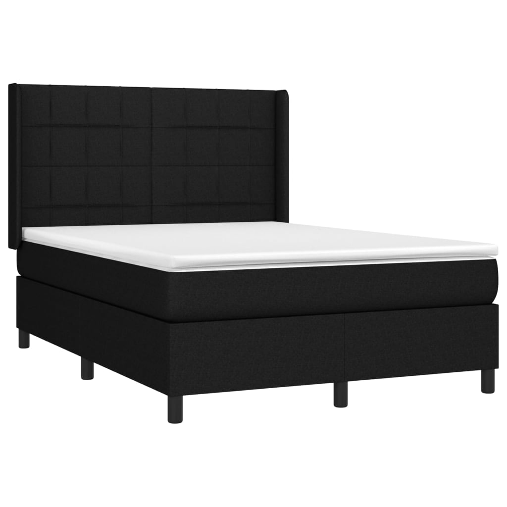 vidaXL Boxspring met matras en LED stof zwart 140x190 cm