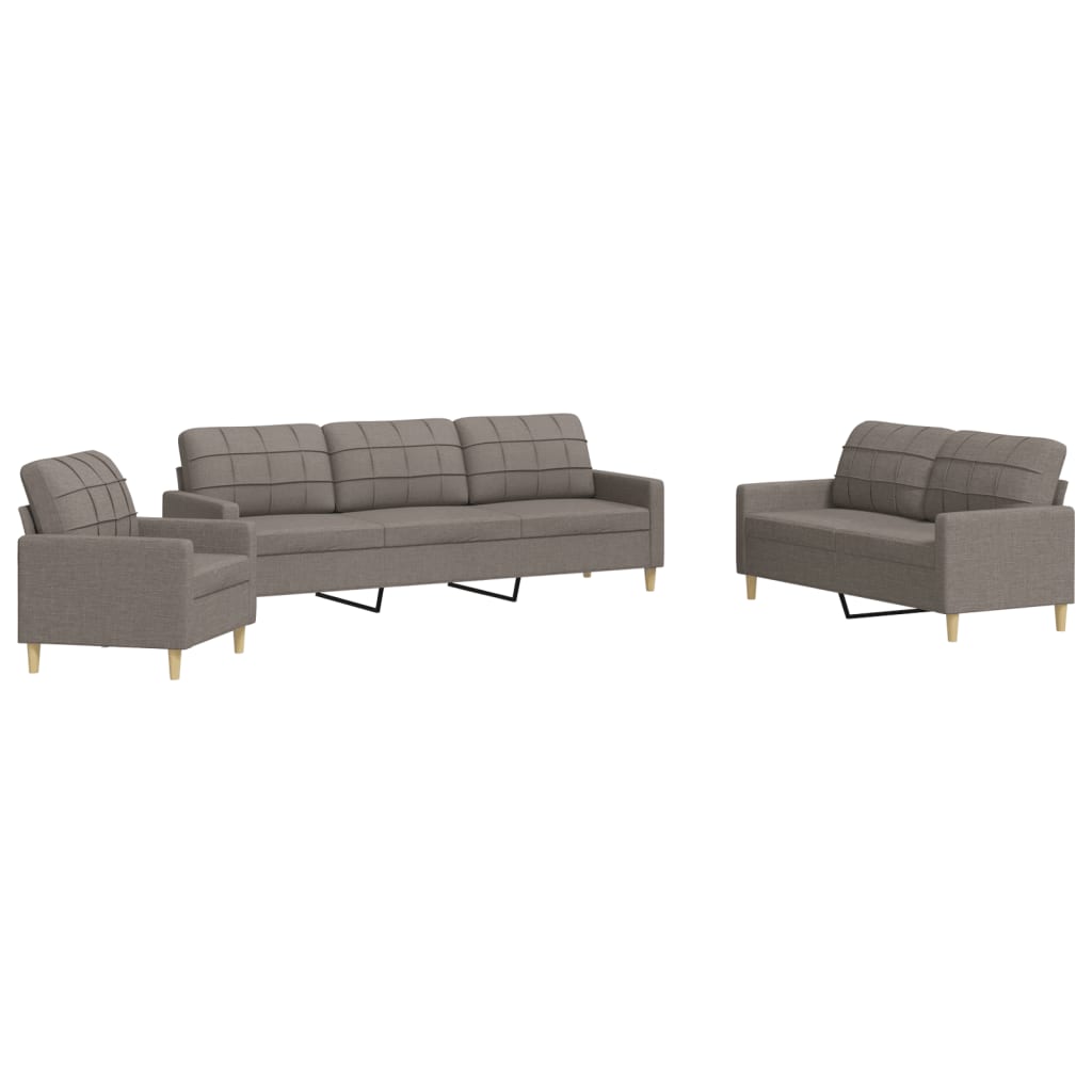 vidaXL 3-delige Loungeset stof taupe