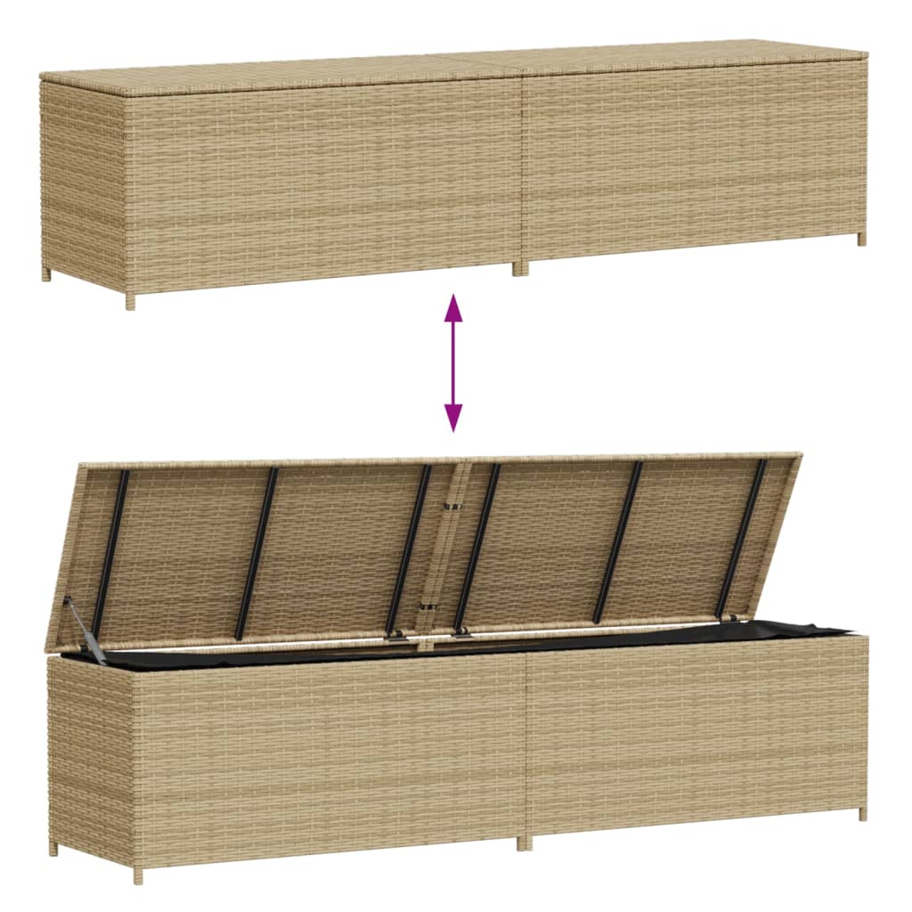 vidaXL Tuinbox met wielen 469 L poly rattan gemengd beige