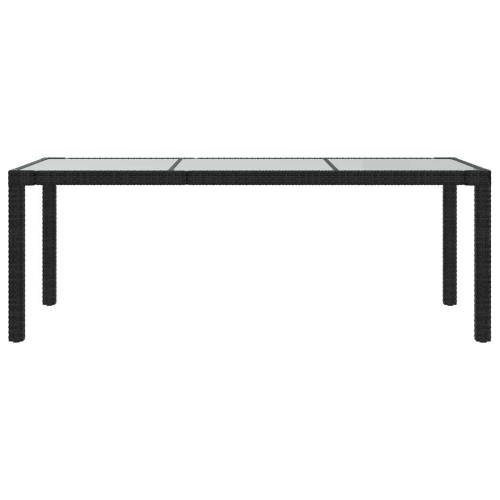 vidaXL Tuintafel 190x90x75 cm gehard glas en poly rattan black