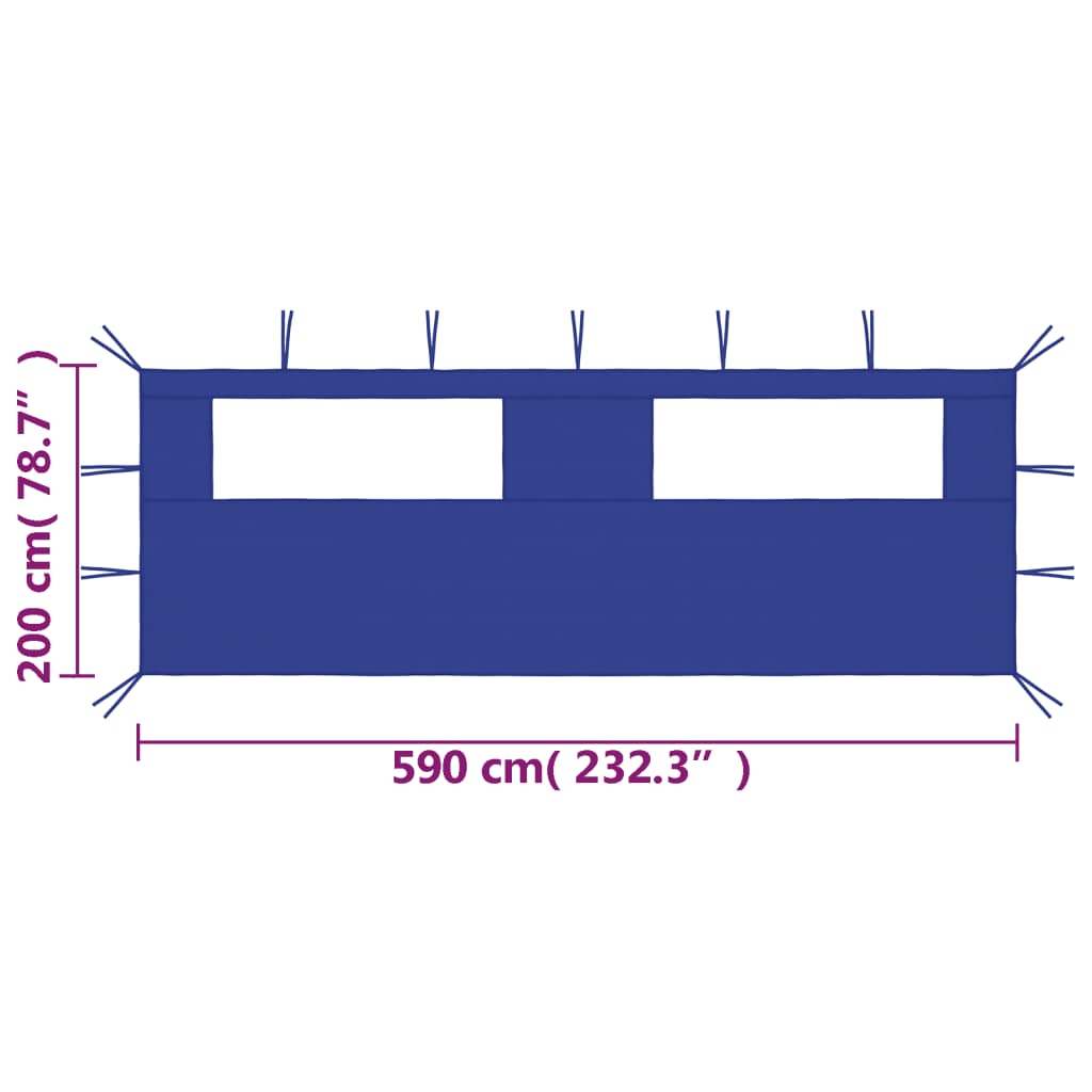 vidaXL Prieelzijwand met ramen 6x2 m blauw