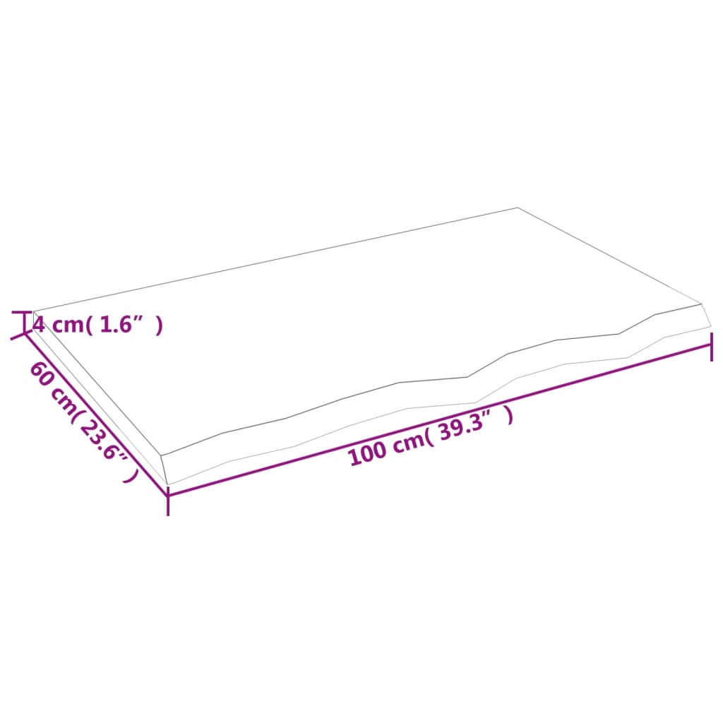 vidaXL Tafelblad 100x60x(2-4) cm onbehandeld massief eikenhout