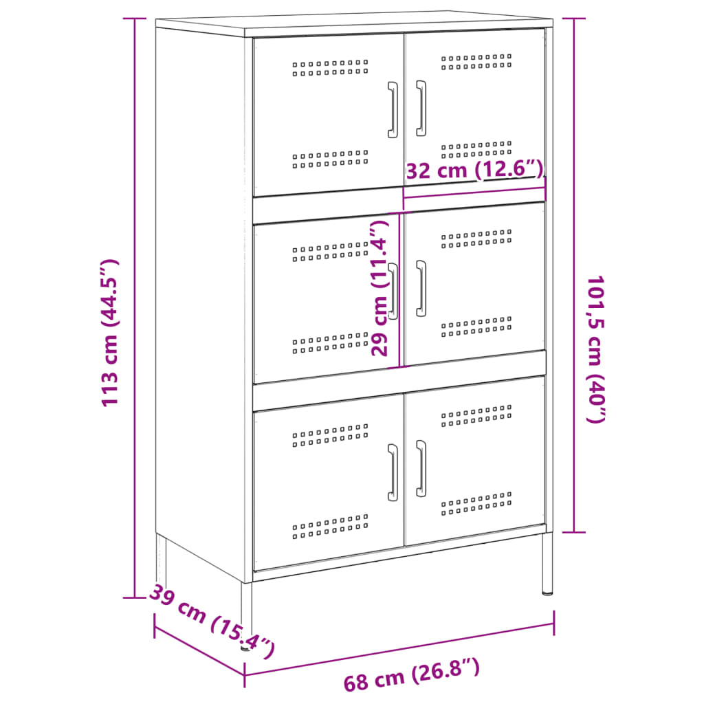 vidaXL Hoge kast 68x39x113 cm staal mosterdgeel