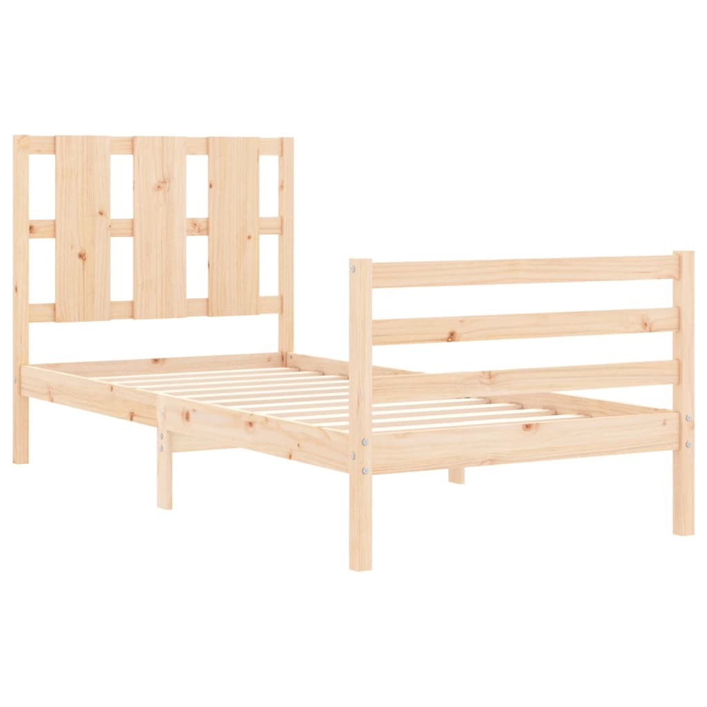 vidaXL Bedframe met hoofdbord massief hout 100x200 cm