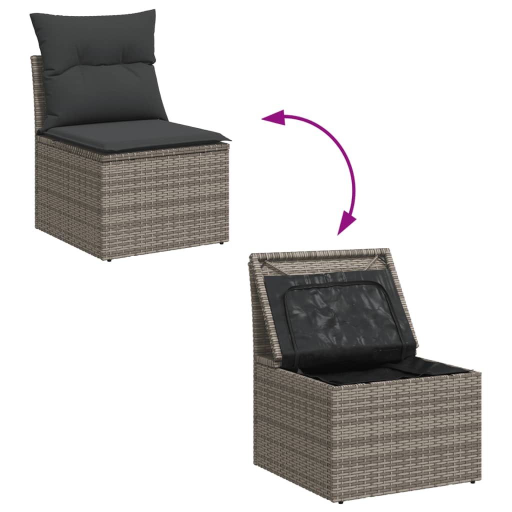 vidaXL 12-delige Loungeset met kussens poly rattan grijs