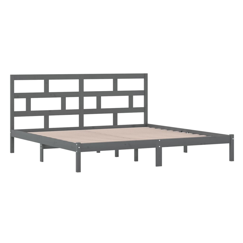 vidaXL Bedframe massief grenenhout grijs 200x200 cm