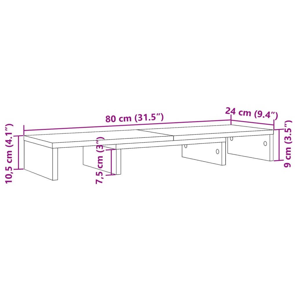 vidaXL Monitorstandaard verstelbaar 80x24x10,5 cm hout bruin eiken