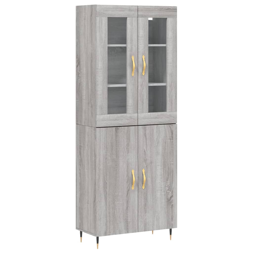 vidaXL Hoge kast 69,5x34x180 cm bewerkt hout grijs sonoma eikenkleurig