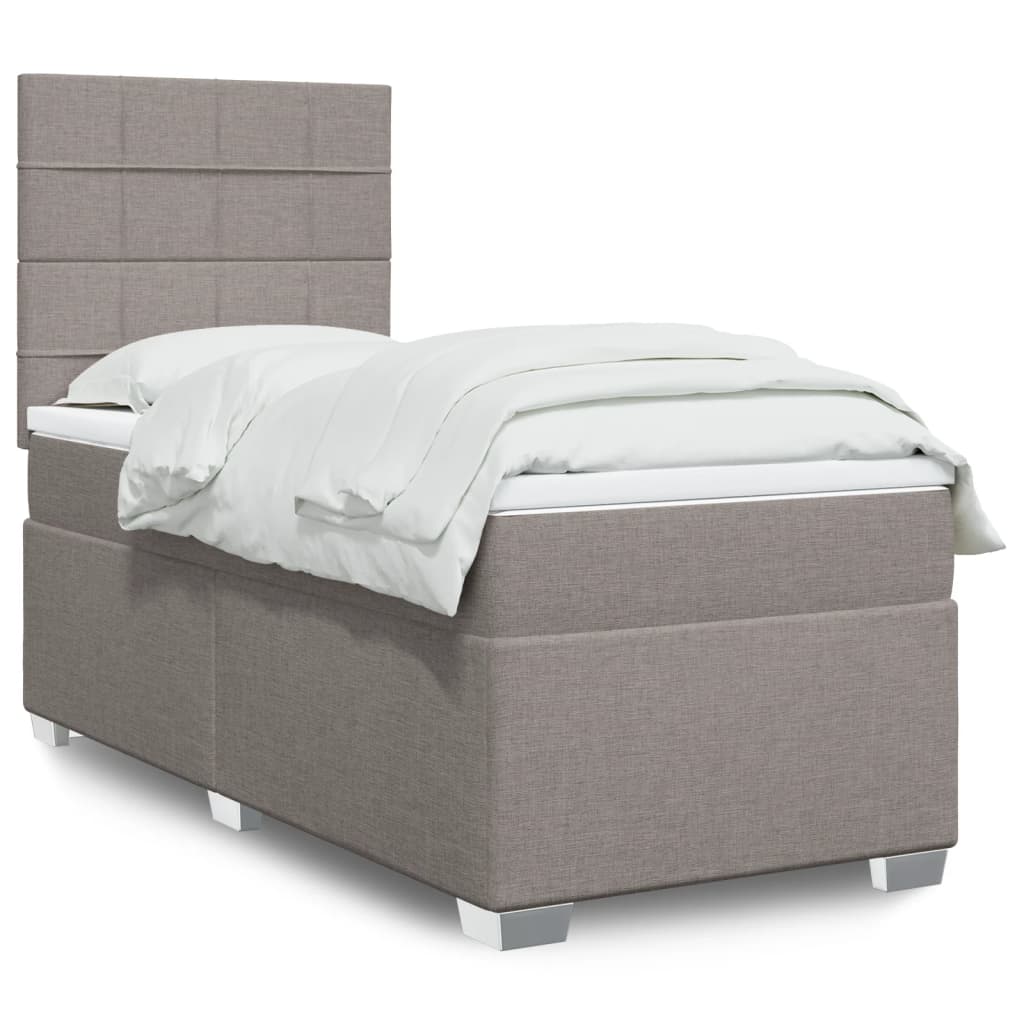 vidaXL Boxspring met matras stof taupe 80x200 cm