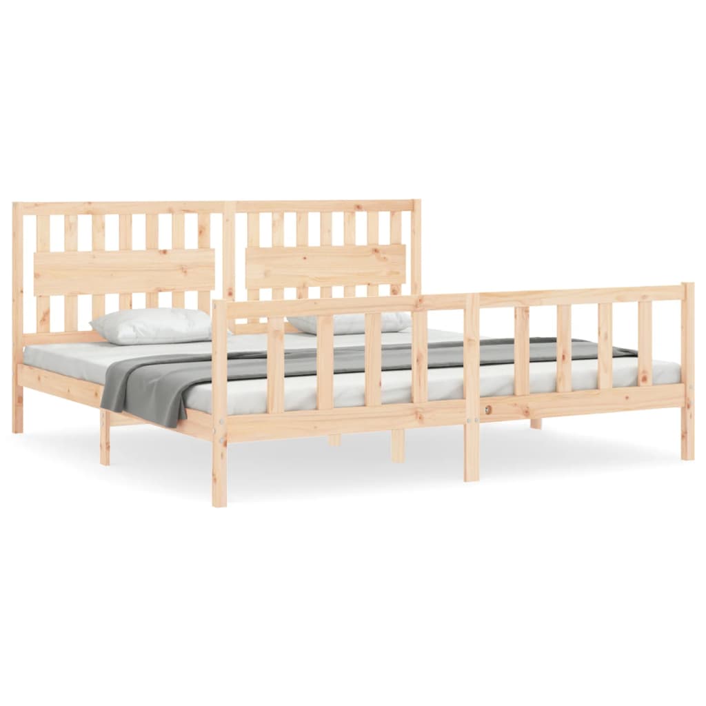 vidaXL Bedframe met hoofdbord massief hout 200x200 cm