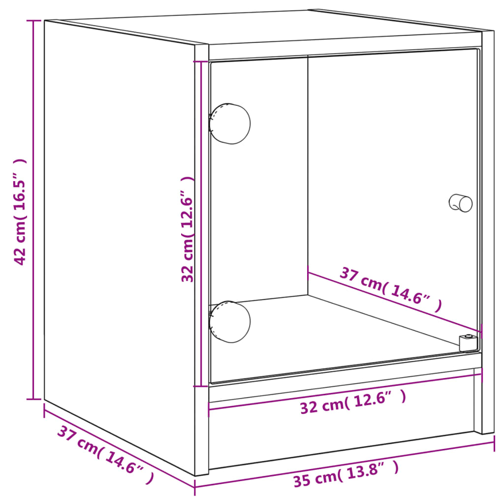 vidaXL Nachtkastjes met glazen deuren 2 st 35x37x42 cm zwart