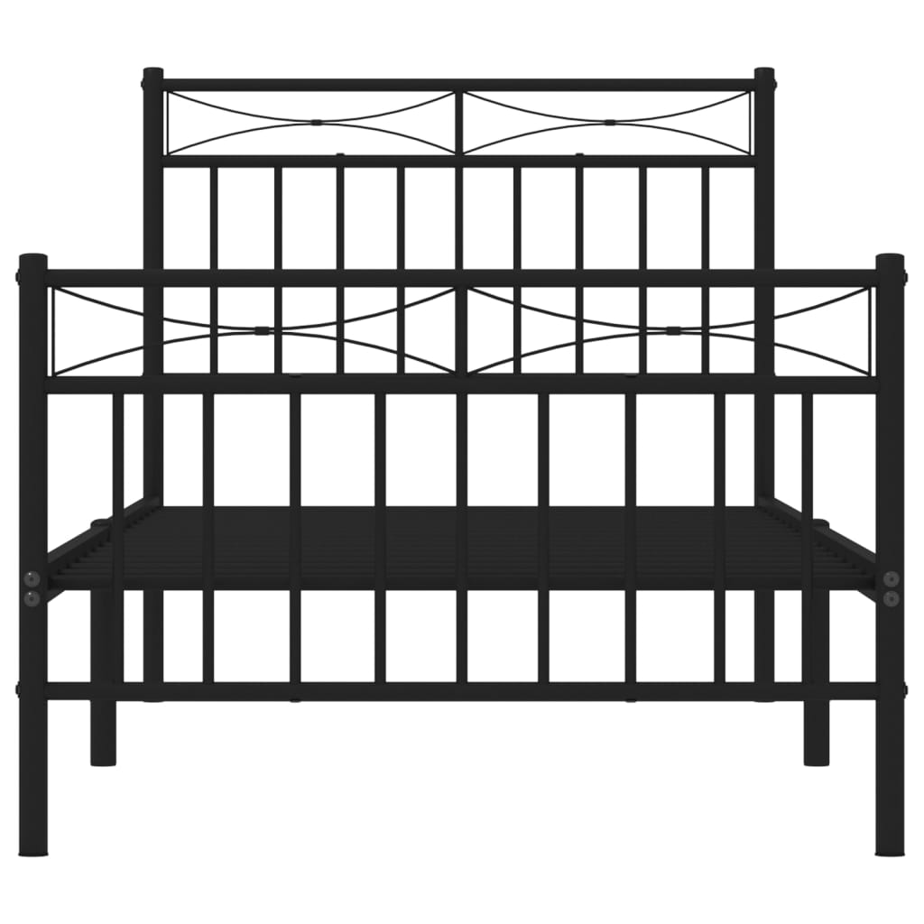 vidaXL Bedframe met hoofd- en voeteneinde metaal zwart 90x200 cm