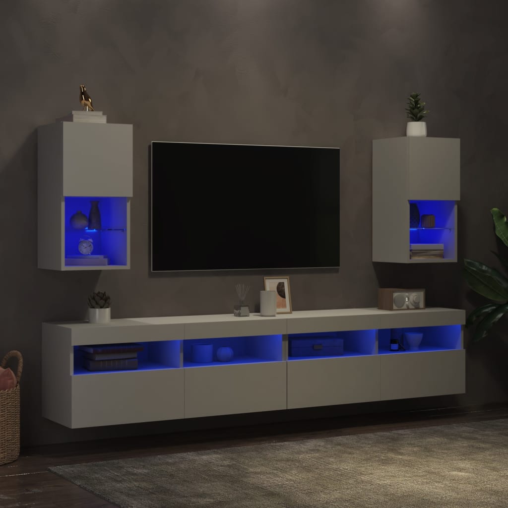 vidaXL Tv-meubelen 2 st met LED-verlichting 30,5x30x60 cm wit