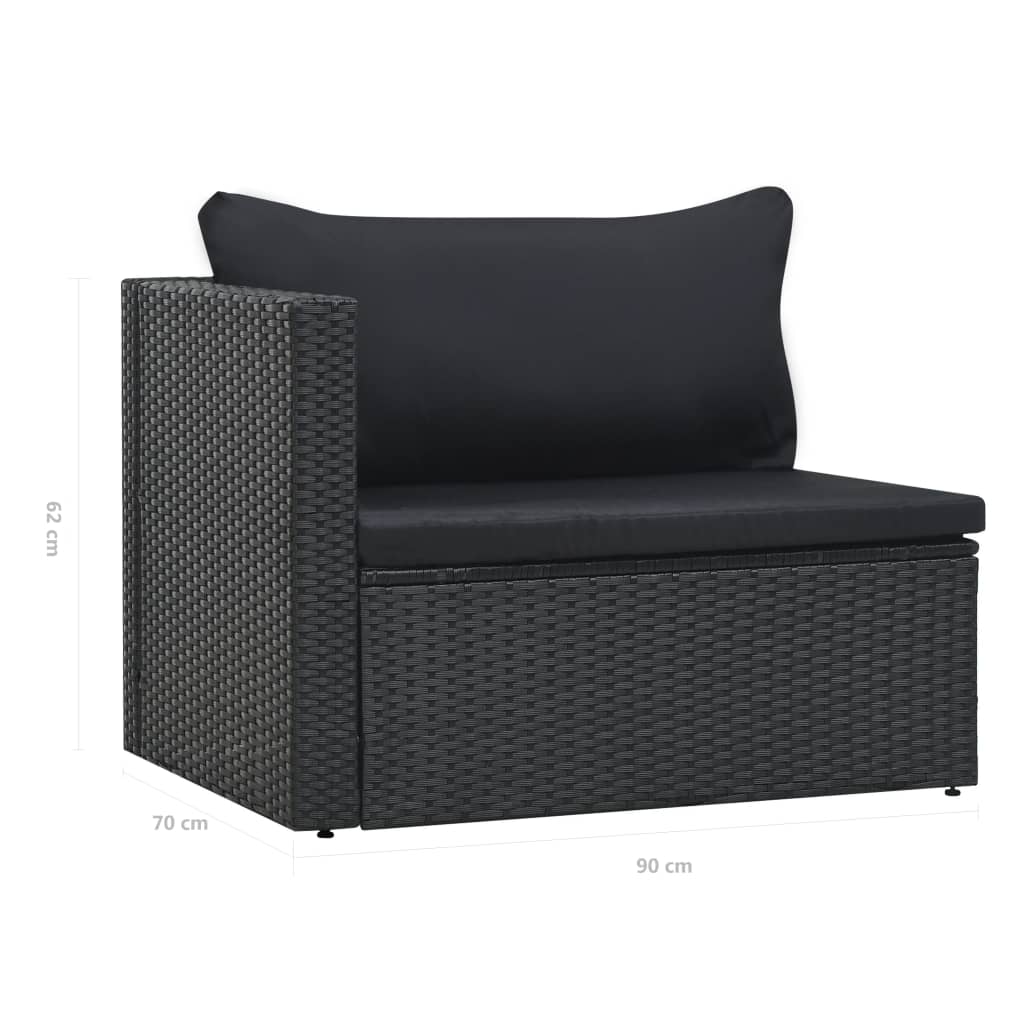 vidaXL 5-delige Loungeset met kussens poly rattan zwart