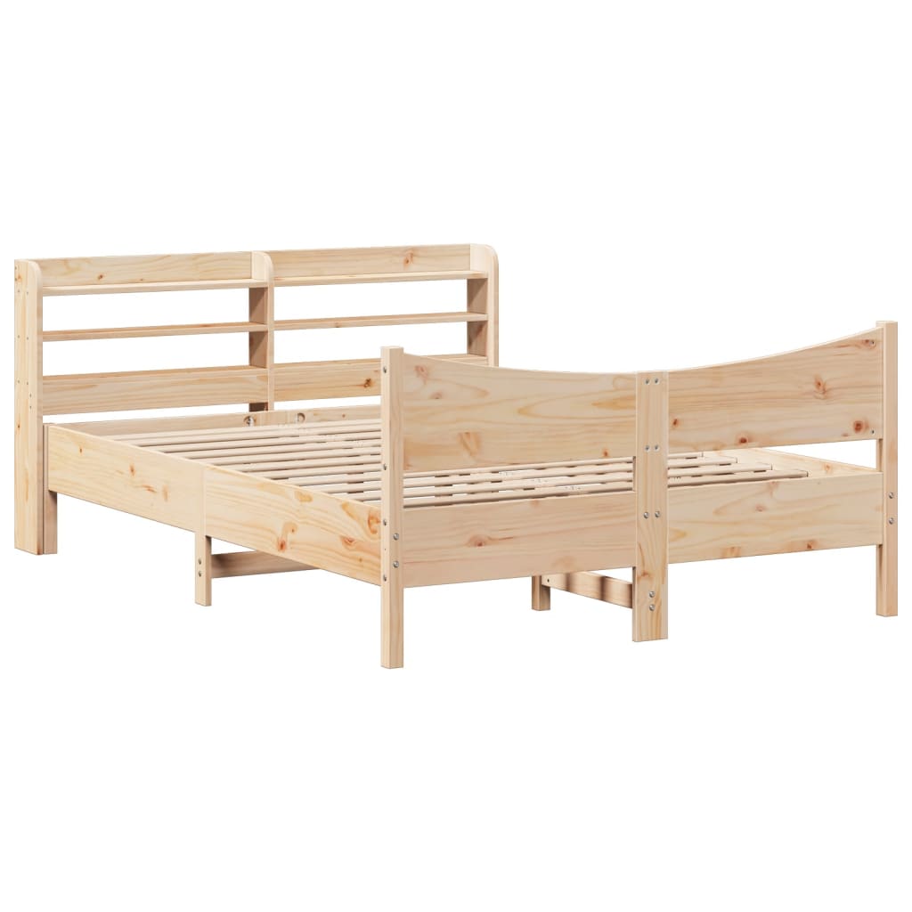 vidaXL Bedframe met hoofdbord massief grenenhout 140x190 cm