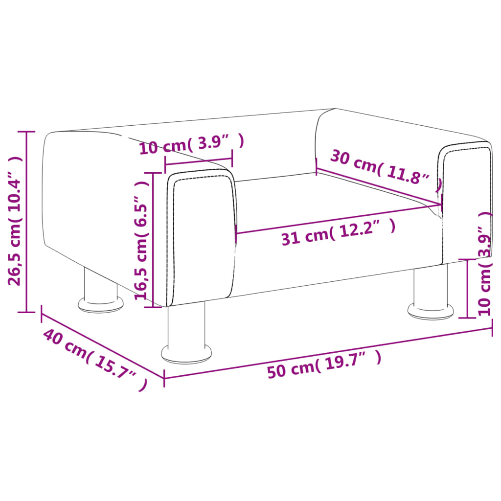 vidaXL Kinderbank 50x40x26,5 cm fluweel zwart