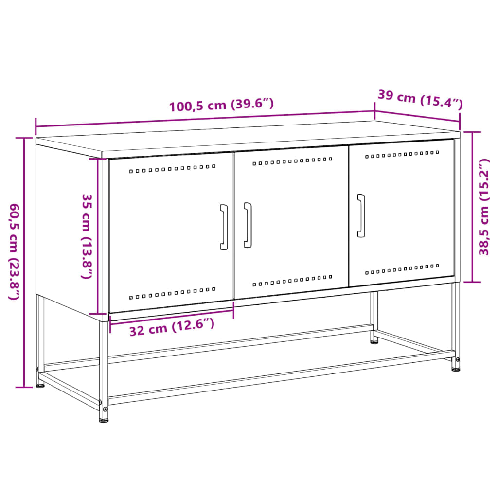 vidaXL Tv-meubel 100,5x39x60,5 cm staal olijfgroen