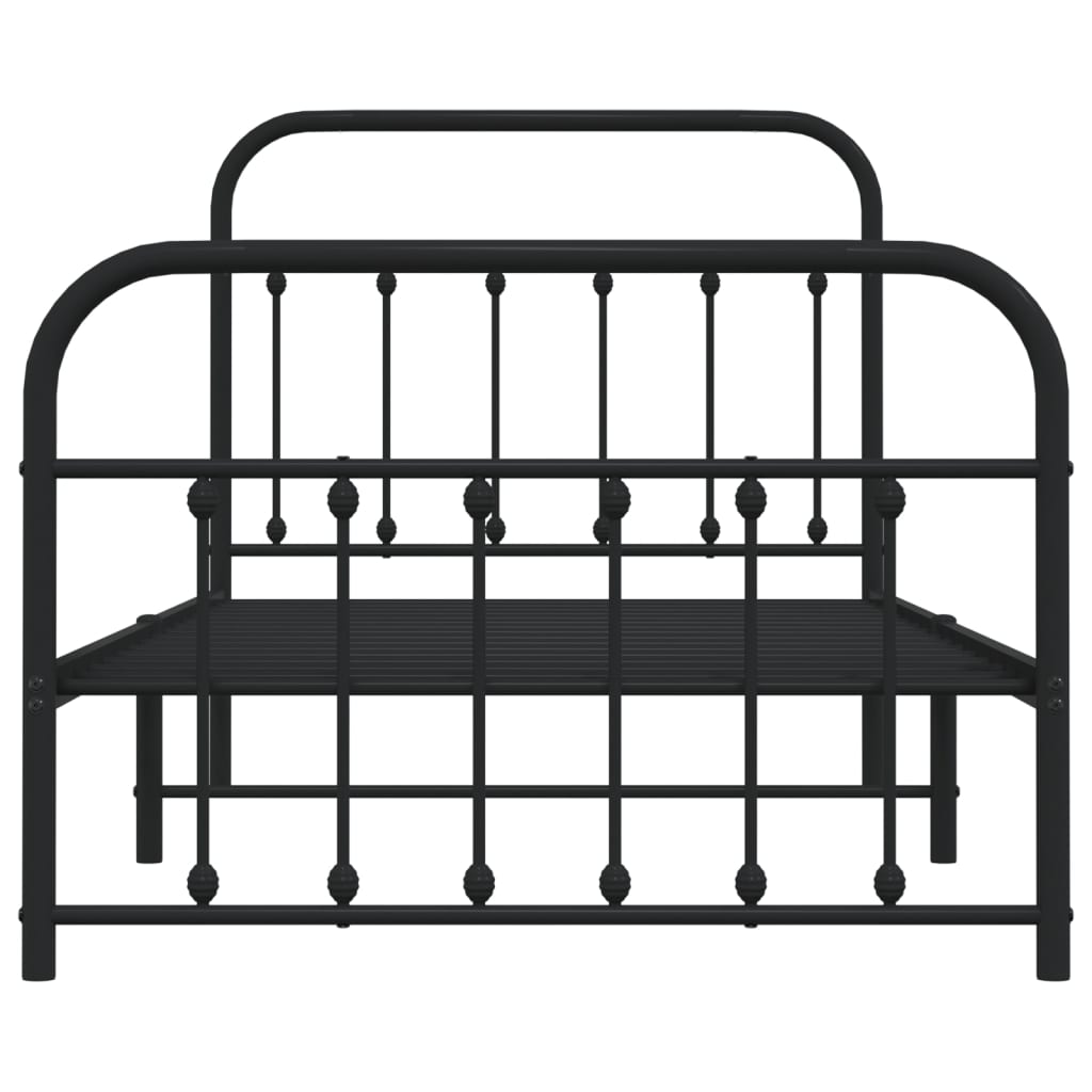 vidaXL Bedframe met hoofd- en voeteneinde metaal zwart 100x190 cm