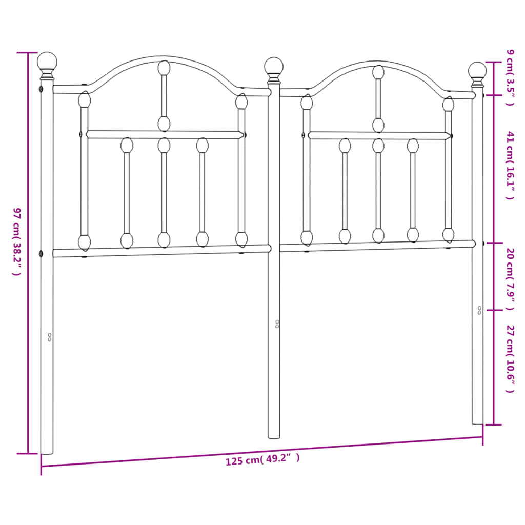 vidaXL Hoofdbord 120 cm metaal wit