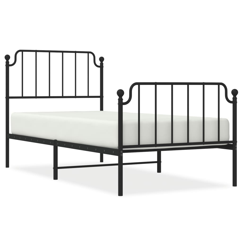 vidaXL Bedframe met hoofd- en voeteneinde metaal zwart 90x200 cm