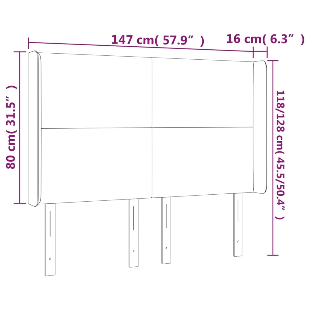 vidaXL Hoofdbord met randen 147x16x118/128cm kunstleer cappuccinokleur