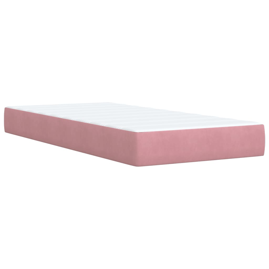 vidaXL Boxspring met matras fluweel roze 80x200 cm