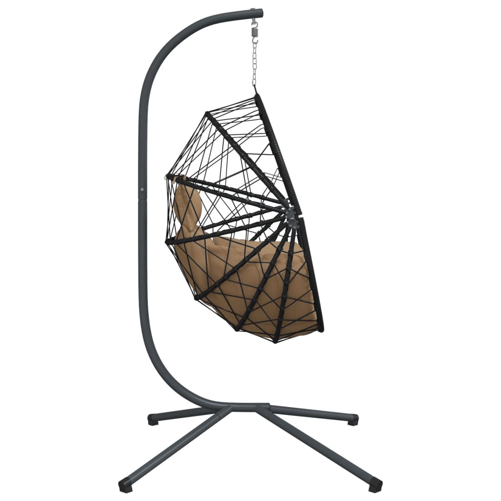 vidaXL Hangstoel met standaard rattan en staal taupe