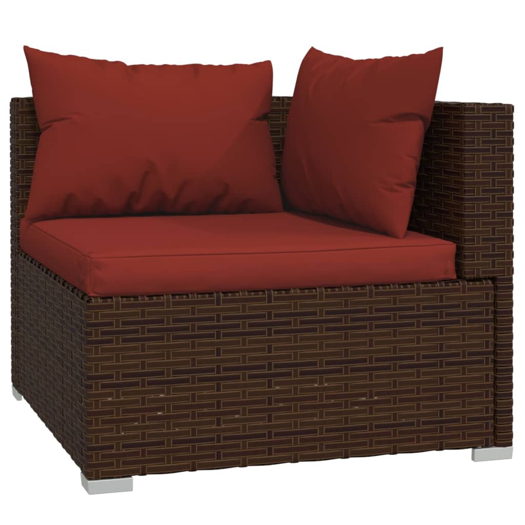 vidaXL 7-delige Loungeset met kussens poly rattan bruin